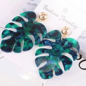 Tropical palm leaf earring
